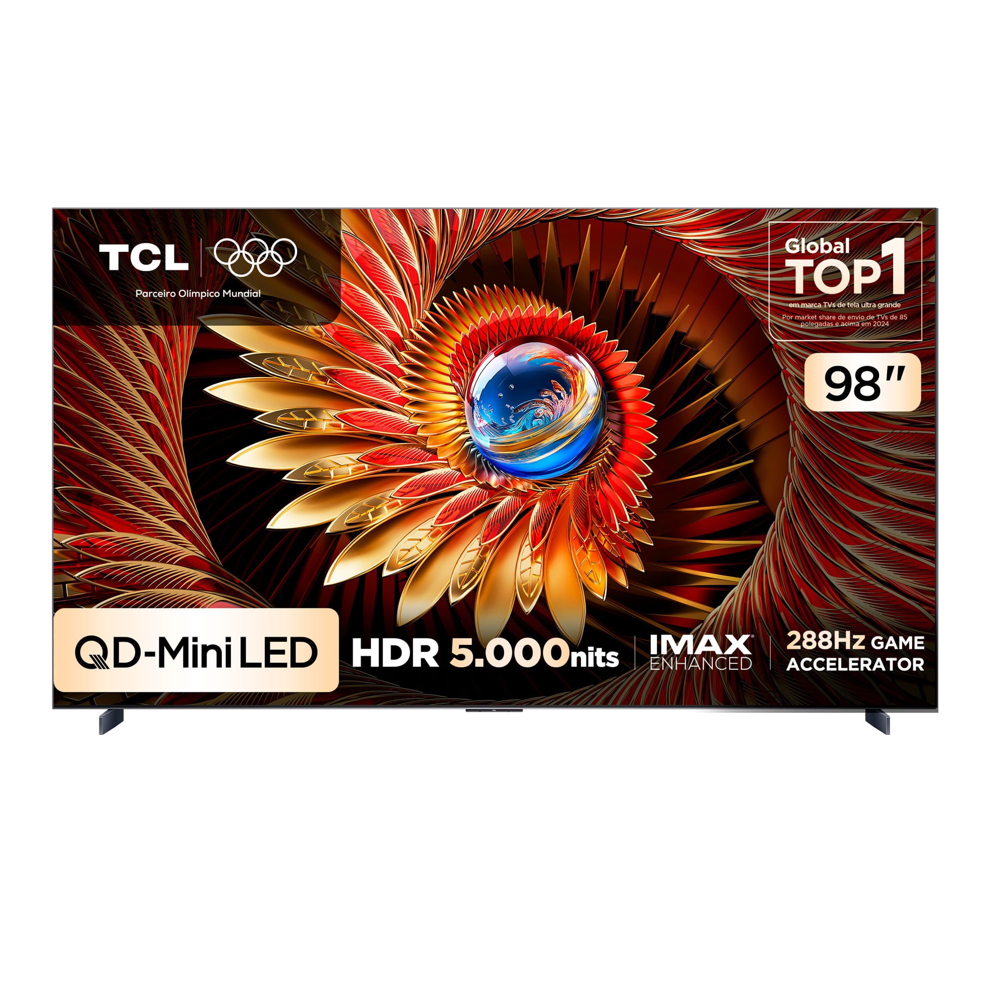 Smart TV TCL 98 Polegadas QLED Mini LED 4K C8K WiFi Bluetooth Google TV 288Hz VRR HDR10+ 98C8K