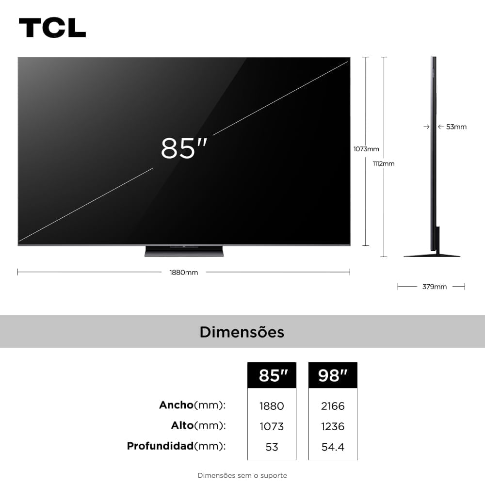 Smart TV TCL 85 Polegadas QLED Mini LED 4K C8K WiFi Bluetooth Google TV ...