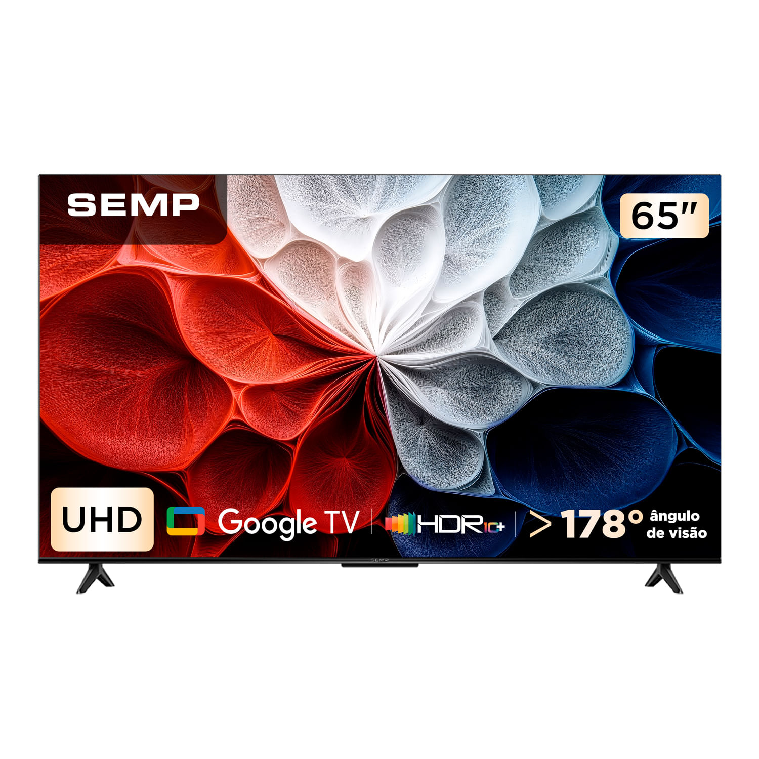 Smart TV Semp 65 Polegadas LED HVA 4K S62 WiFi Bluetooth Google TV 3 HDMI HDR10+ Dolby Audio 65S62