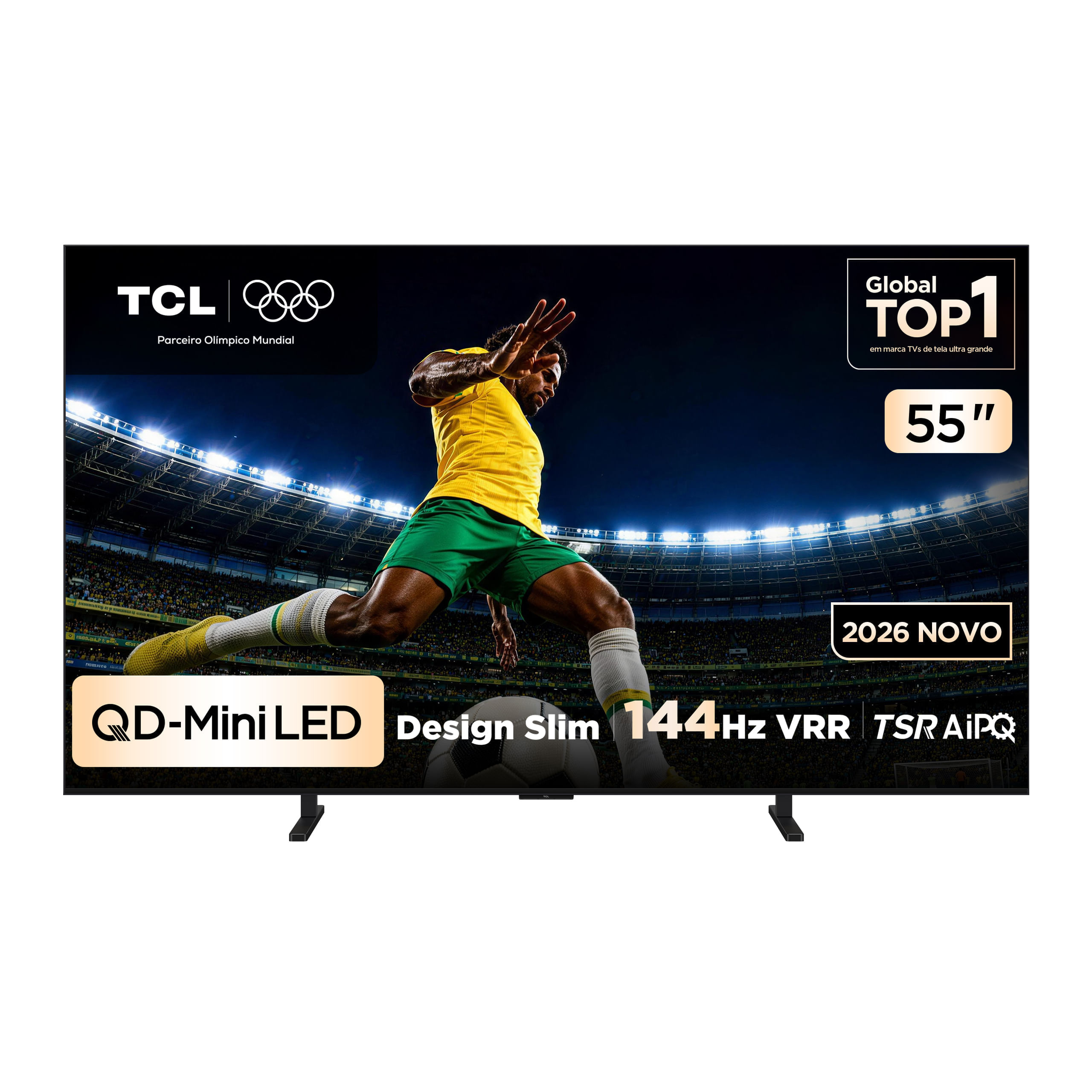 Smart TV TCL 55 Polegadas QLED Mini LED 4K A400M WiFi Bluetooth Google TV HDR10+ 144 Hz VRR 55A400M